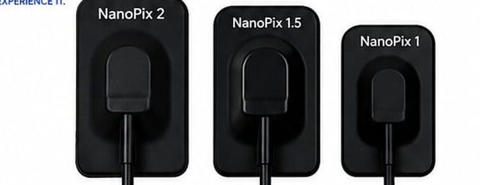 NanoPix intraoral digital sensors in sizes 1, 1.5, and 2